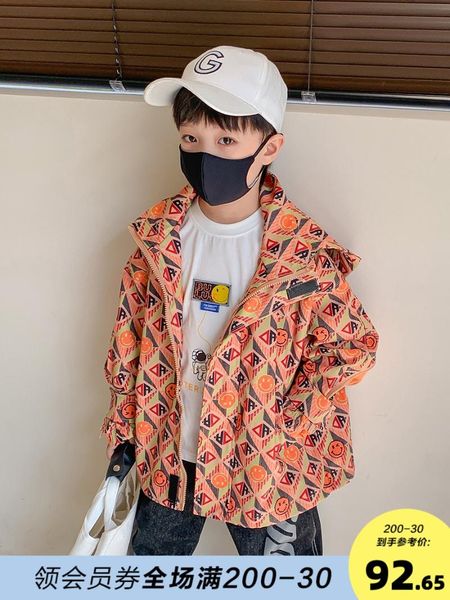 

jackets children's clothing trench coat 2021 autumn medium and big children boys' handsome shell jacket fashion, Blue;gray