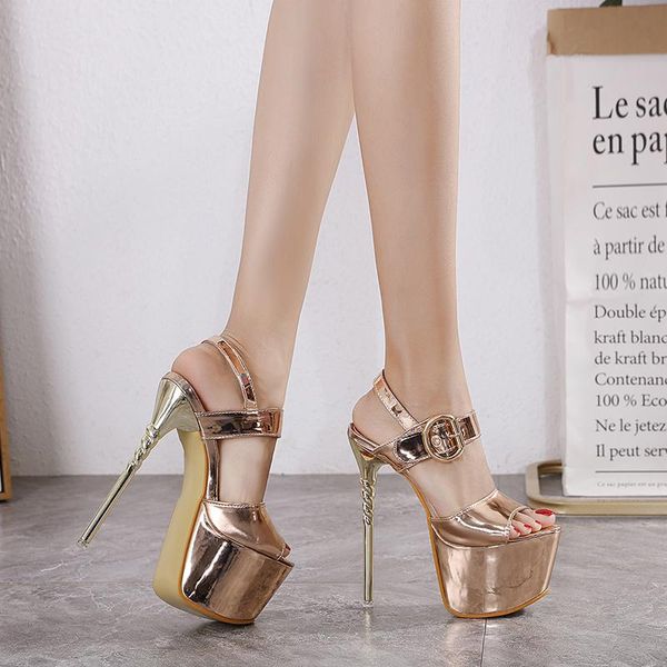 

open toe high heel platform women's sandals buckle shoes size 35-43 dress, Black