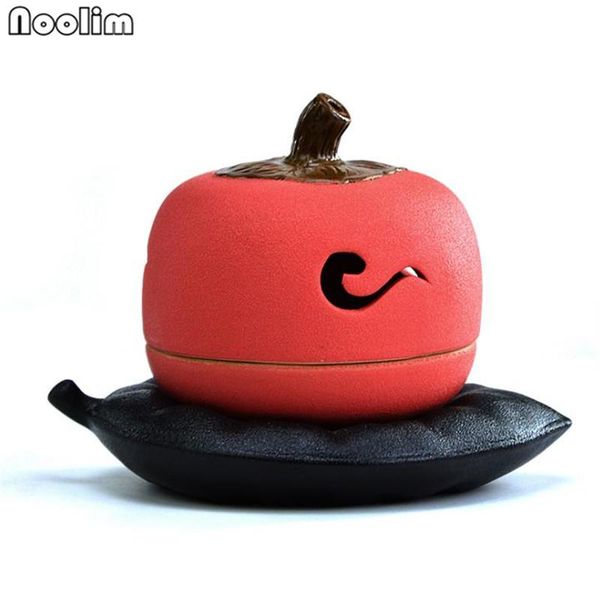 

fragrance lamps ceramic little red persimmon coil incense burner with the cortex base creative holder home decoration ornaments