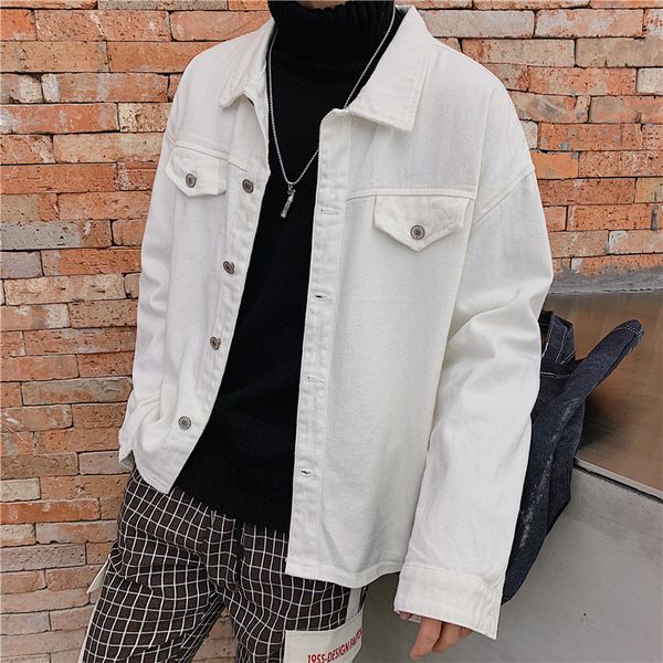 

men's jackets denim male korean handsome loose solid color jean harajuku style spring autumn youth casual clothing sb76, Black;brown