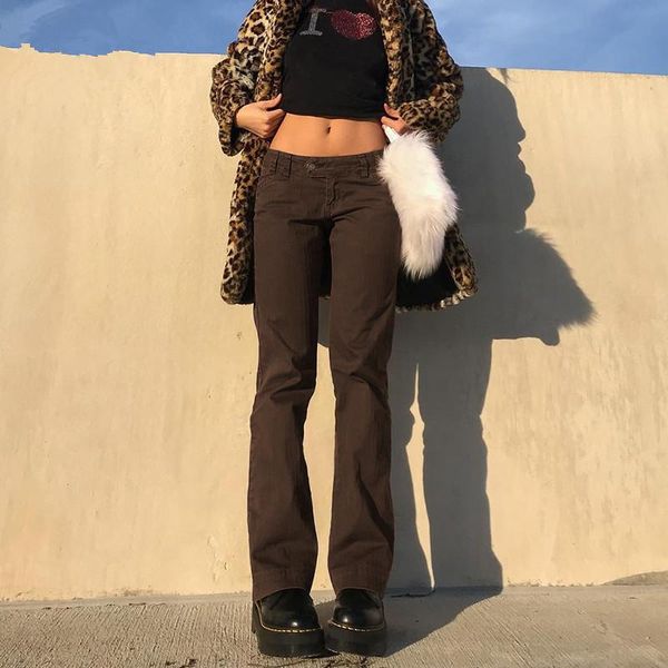 

women's jeans 2021 low waist vintage brown women y2k aesthetic streetwear girl joggers cotton preppy style straight trousers 90s, Blue