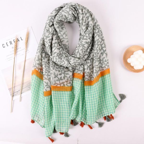 

scarves fashion spring women cotton scarf print beach hijab shawls and wraps female foulard echarpe designer bandana, Blue;gray