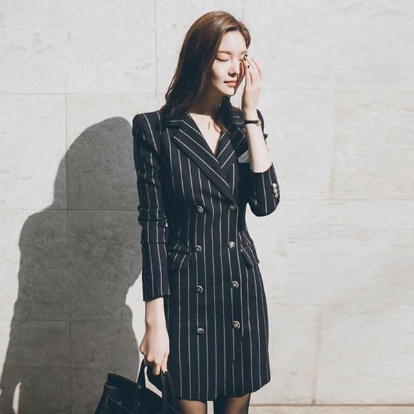 

women's trench coats 2021 autumn fashion striped elegant ladies double breasted slim long gx1065 drop, Tan;black