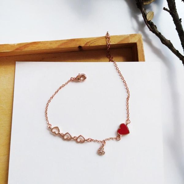 

rose gold heart-shaped bracelet personality sweet and gentle daily versatile party gift hand accessories charm bracelets, Golden;silver
