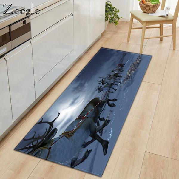 

carpets zeegle christmas printed kitchen carpet anti slip long door mat welcome entrance floor doormat bedroom bedside foot rug