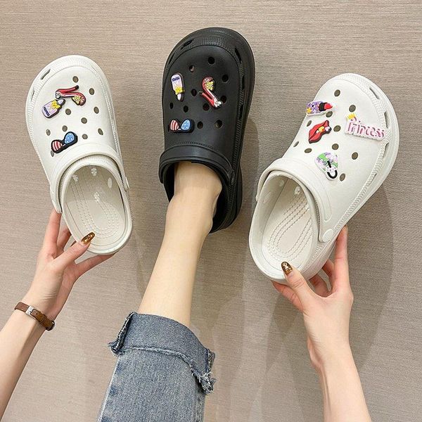 

sandals 2021 women beach shoes casual rainbow garden non-slip slip on girl fashion slides outdoor, Black