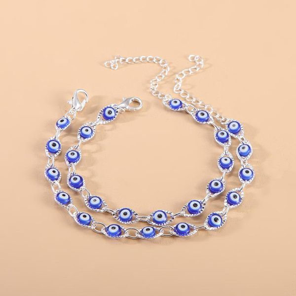 

link, chain personalized retro creative evil eye bracelet, simple and cool anklet bracelet wholesale, Black