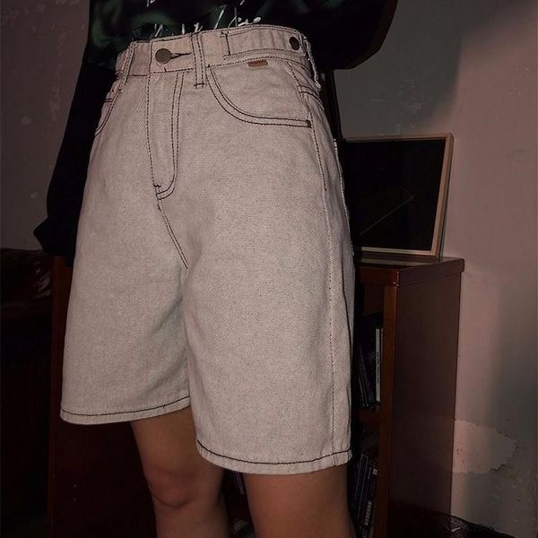 

women's jeans nicemix women pants vintage straight loose summer men high waist harajuku wide leg denim middle length, Blue