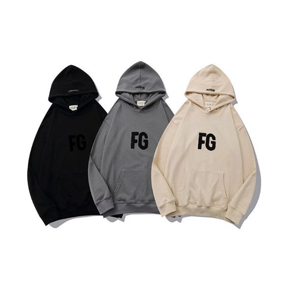 

design hoodies letter flocking mens couple hoodie sweater plus velvet high street sweaters trend casual fashion oversized loose, Black