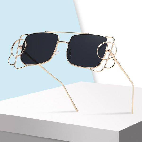

trendy personality irregular sunglasses for women men classic retro square metal driving uv400 sun glasses shades eyewear, White;black