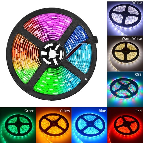 

strips 5m 2835 rgb led strip lights waterproof light dc 12v 300leds flexible lighting string home decoration lamp ribbon tape desk