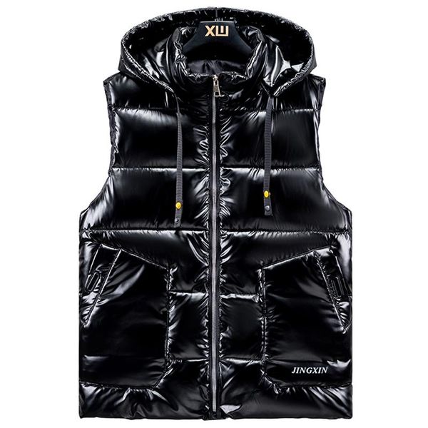 

men's vests mens cotton vest brand fashion hooded sleeveless jackets casual loose thicken warm black waistcoat plus size 5xl 6xl, Black;white