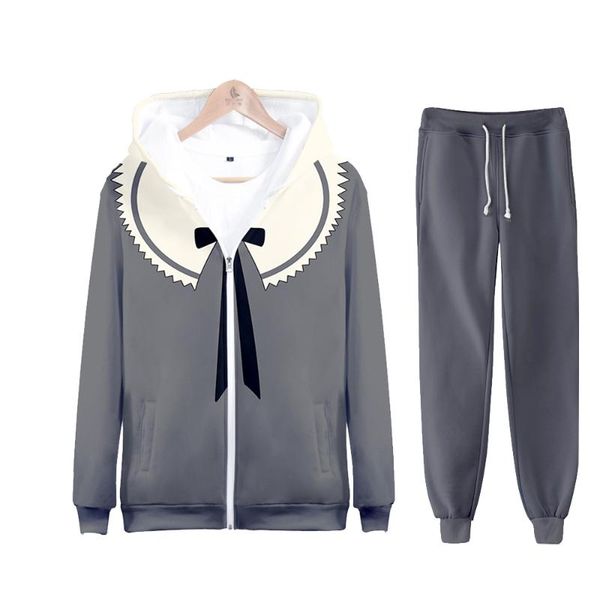 

men's tracksuits 3d anime wonder egg priority zip hoodies sweatshirts and pants suits men women clothes casual boys girls cosplay outfi, Gray