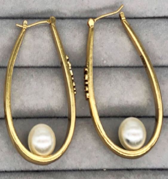 

design jewelry letter water drop pearl earrings women's atmospheric earrings round face thin ear clip independent packaging, Silver