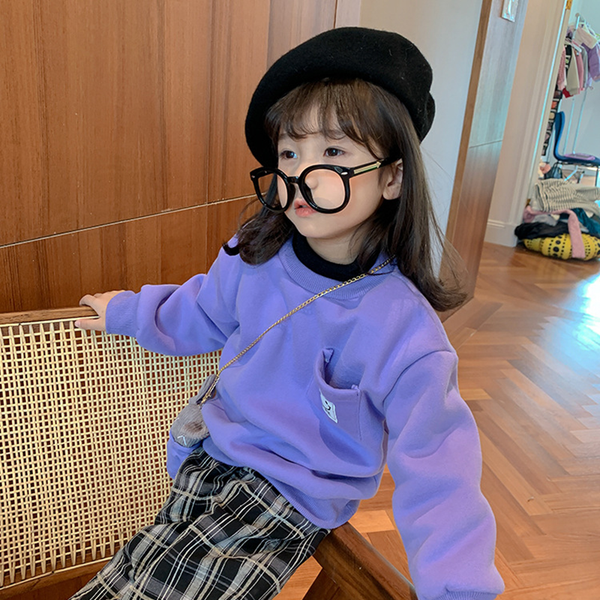 

2021 purple casual girls sweatshirts for little kids hoodies clothes 2-8years autumn warm children long sleeve shirts cotton, White;black