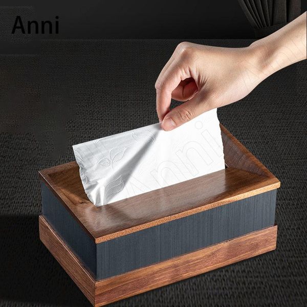 

tissue boxes & napkins black walnut wood chinese modern solid wooden aluminum napkin holder deskpaper towel storage box home decor