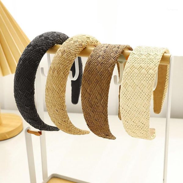 

women girls summer straw weaving sponge hairband headband hair accessories1