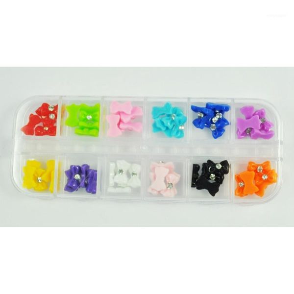 

60pcs acrylic 3d rhinestone nail art glitter bows / in box1, Black