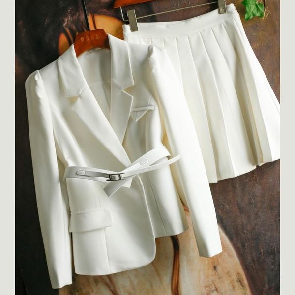 

women's suits & blazers a woolen suit coat + pleated skirt mf704, White;black