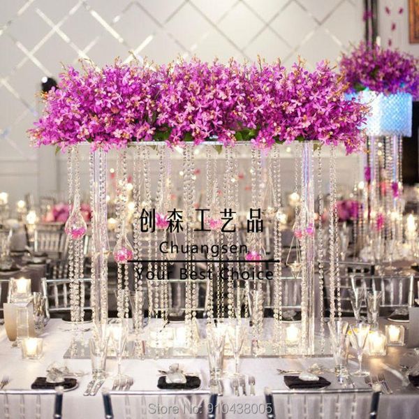 Decoração do Partido 28 polegadas Alto Cristal Centerpieces Clear Flor Chandeliers Acrílico Stand Table Centerpiece Decor