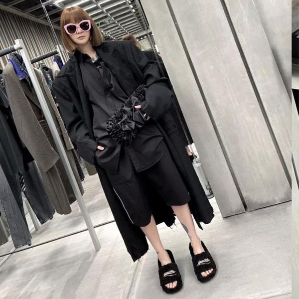 

slippers women's 2021 autumn woolen one word embroidered letters casual flat shoes~, Black