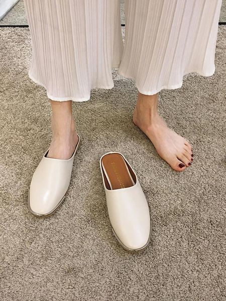 

women's shoes slippers outdoor 2021 autumn round head fashion flat mules, Black