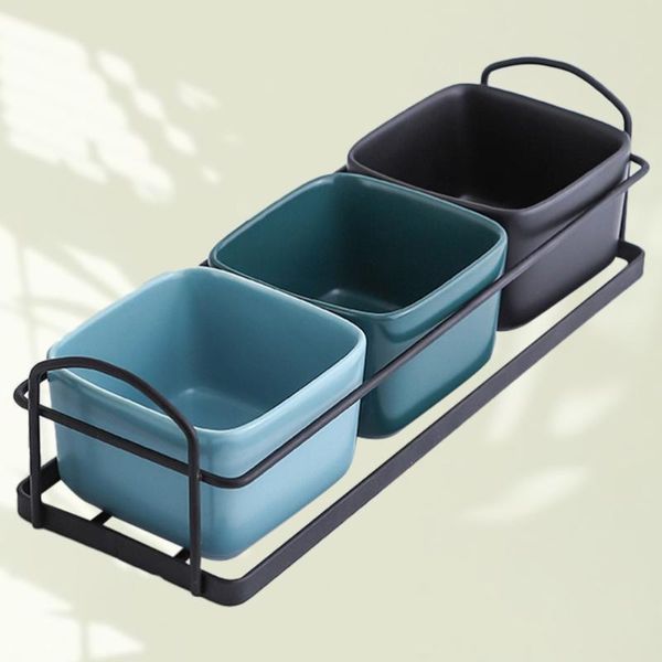 

dishes & plates 1 set iron lattice plate fashion ceramic fruit snack nut dry practical sauce dish for home kitchen table