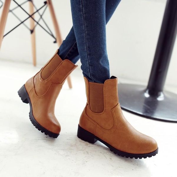 

boots big size women shoes for ladies woman winter solid color waterproof table, Black
