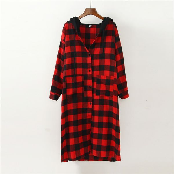 

women's jackets female plaid shirt, spring fall, large size, simple, with hood, casual jacket, hwh2, Black;brown