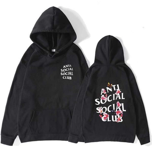 

fashion brand men's antisocial printed over size Hoodie, Red 2