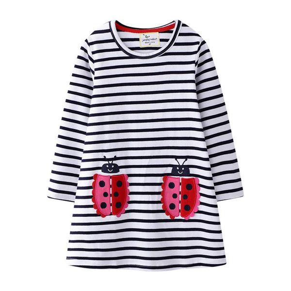 

girl's dresses 2021 girls dress autumn full sleeve baby cartoon stripe kids casual, Red;yellow