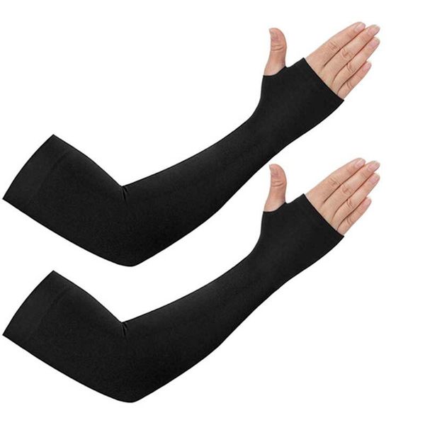 

elbow & knee pads summer cool cooling arm sleeves for bicycle cycling running uv protection outdoor cover cuff, Black;gray