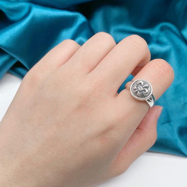 

cluster rings 2021 sterling silver ring female s925 crowe turning open vintage, Golden;silver