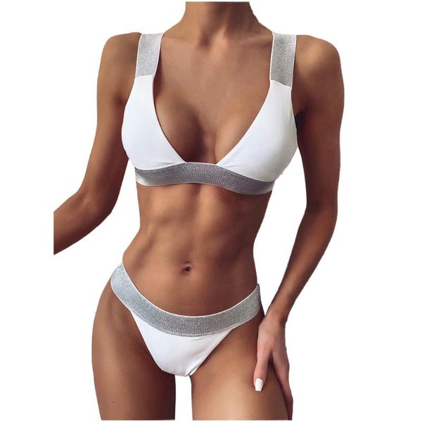 

women's swimwear bikini solid set swimsuit two piece filled bra beachwear 2021 summer women biquini, White;black