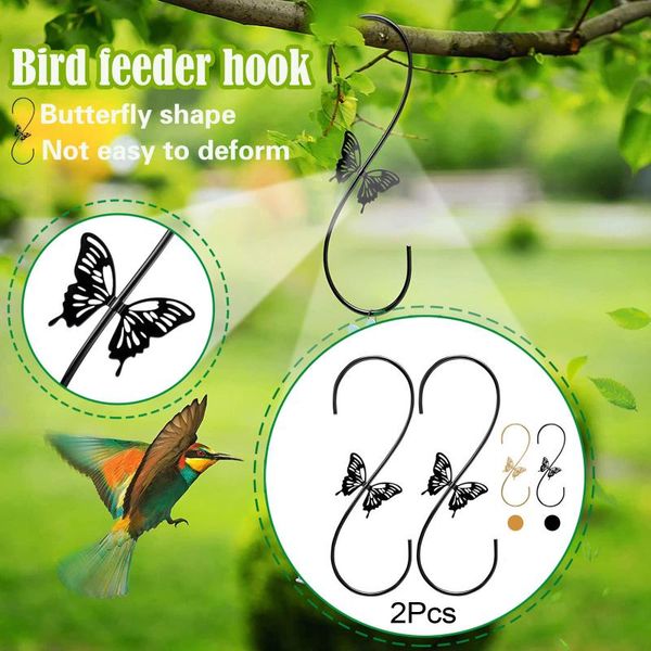 

hooks & rails 2pcs metal hummingbird feeders hook bird hanger heavy duty s outdoors hang butterfly design, for hanging plant/wind chimes