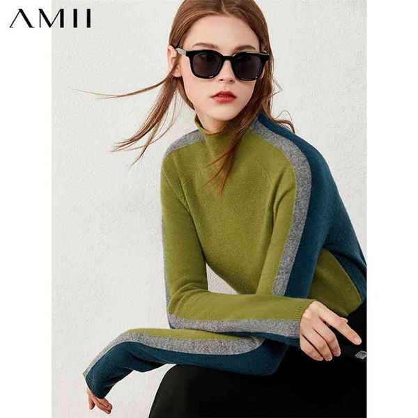

amii minimalism winter sweaters for women fashion cashmere&wool women's turtleneck sweater causal female pullover 12040855 210922, White;black