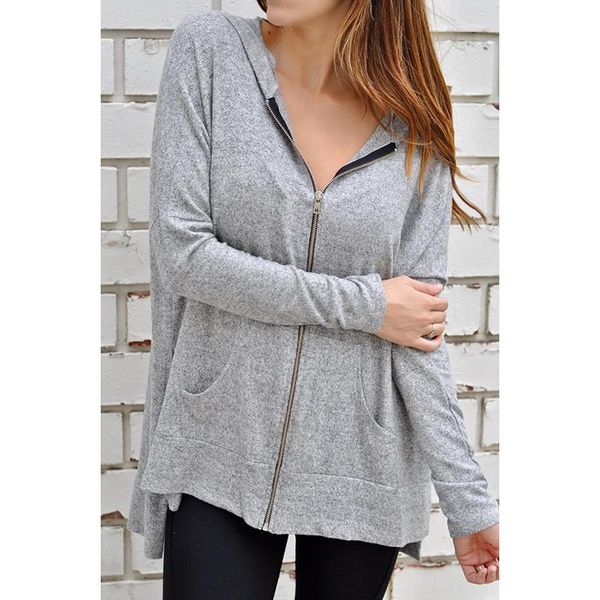 

women's hoodies & sweatshirts women solid zipper plus womens korean style all-match open hoodie sweatshirt long sleeve, Black