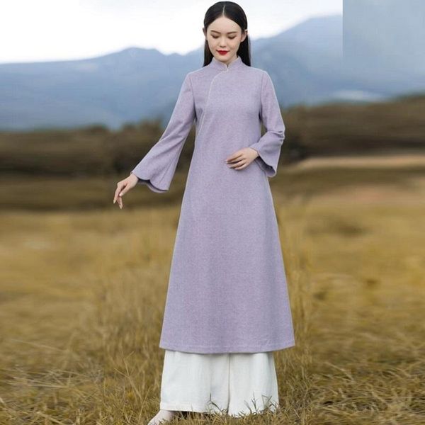 

year chinese dress qipao purple traditional hanfu qi pao retro mandarin collar women cheongsam ta2404 ethnic clothing, Red