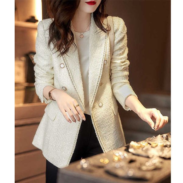 

luxury evening dress 2021 autumn and winter french platinum small fragrance dign sense tweed temperament suit coat women, Black;gray