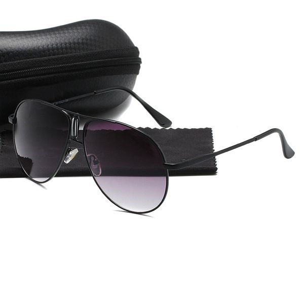 

5pcs brand black metal frame sunglasses men vintage retro classic fishing driving sun glasses eyewear zipper case gafas de sol, White;black