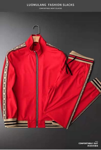 

jogging clothing light luxury fashion brand men and women with the same fed collar sports suit slim autumn winter leisure trend two s, Black;red