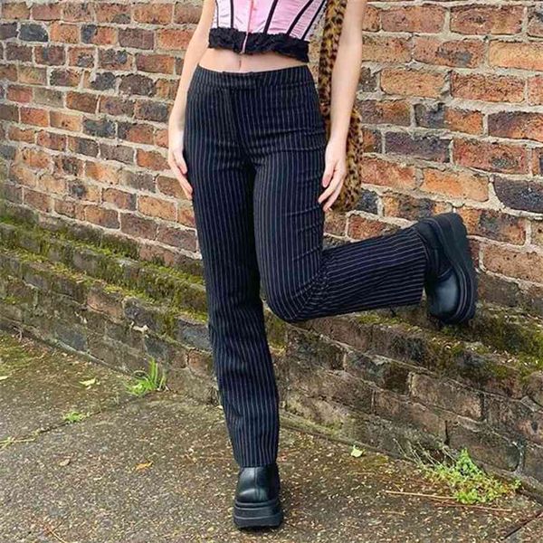 

striped straight y2k sweatpants fashion suit pants for women high waist streetwear outfits korean style long trouser capris 210510, Black;white