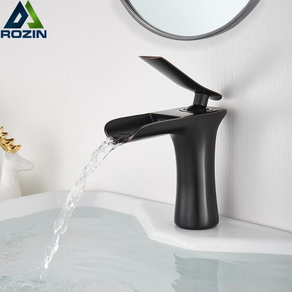 

bathroom sink faucets oil rubbed bronze basin faucet waterfall mixer deck mounted cold water tap vessel