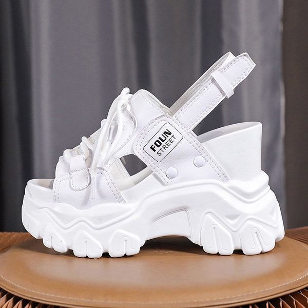 

sandals women platform shoes 2021 summer open height increasing 11cm high heel ladies sandal wedges chunky shoes sandalias mujer, Black