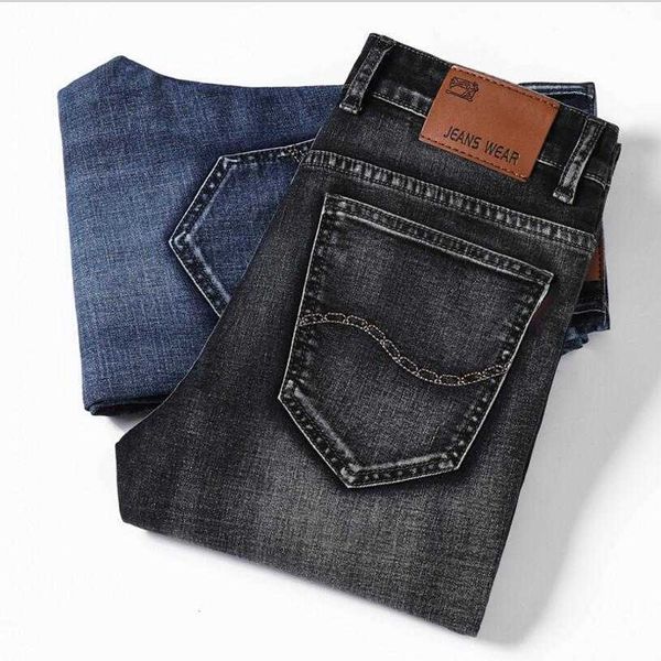 

men's pants classic style stretch jeans man advanced denim trousers spring autumn business casual fashion fit size 40 whyc, Black