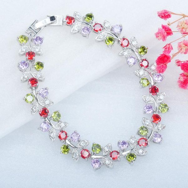 

link, chain shining multicolor cubic zirconia bracelets wedding jewelry for women russian style silver color charm crystal bangles 2021, Black