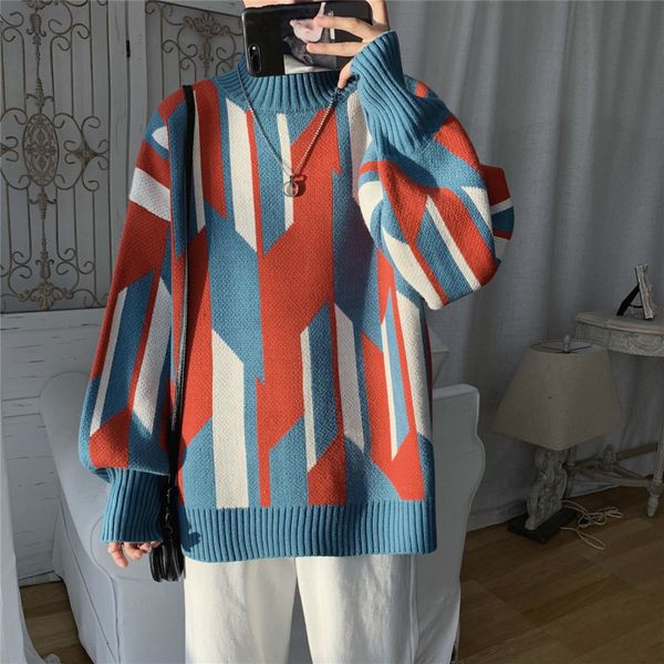 

tee 2021 new jacket men's loose lazy ins bottoming korean style trend personality autumn and winter warm sweater, White;black
