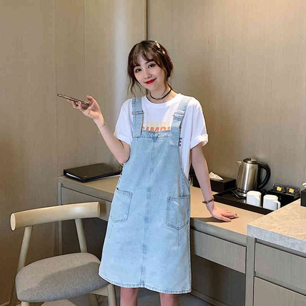 

dress women denim loose belts multi-pockets baggy dress feminine, Black;gray