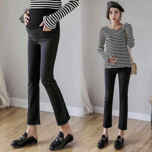 

maternity bottoms 812# pants spring autumn slimming ninth support abdomen elastic waist trousers, White