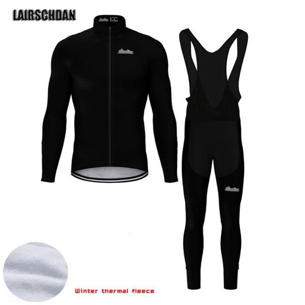 

racing sets sptgrvo 2021 pro team winter cycling clothes men long sleeve thermal fleece bike jersey suit mtb clothing bib pants set, Black;blue